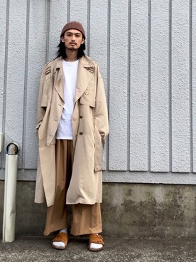 「KIJIMA TAKAYUKI」｜「アイテム（トレンチコート）」を使った、君嶋麻耶さん（メンズ・176cm）の春コーディネート