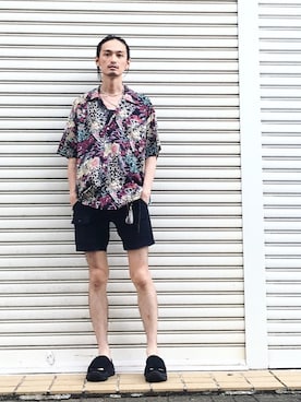 「N.HOOLYWOOD」｜「アイテム（サンダル）」を使った、君嶋麻耶さん（メンズ・176cm）の夏コーディネート