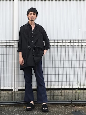 「N.HOOLYWOOD」｜「アイテム（サンダル）」を使った、君嶋麻耶さん（メンズ・176cm）の夏コーディネート