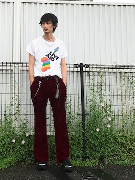 「N.HOOLYWOOD」｜「アイテム（サンダル）」を使った、君嶋麻耶さん（メンズ・176cm）の秋コーディネート