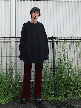 「N.HOOLYWOOD」｜「アイテム（サンダル）」を使った、君嶋麻耶さん（メンズ・176cm）の秋コーディネート