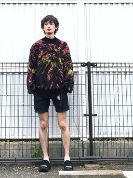 「N.HOOLYWOOD」｜「アイテム（サンダル）」を使った、君嶋麻耶さん（メンズ・176cm）の秋コーディネート