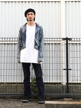 「N.HOOLYWOOD」｜「アイテム（デニムジャケット）」を使った、君嶋麻耶さん（メンズ・176cm）の秋コーディネート