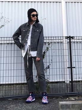 「Steven Alan（スティーブンアラン）のアイテム（帽子）」を使った、君嶋麻耶さん（メンズ・176cm）の冬コーディネート