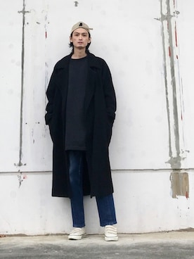 「MONKEY TIME（モンキータイム）のアイテム（帽子）」を使った、君嶋麻耶さん（メンズ・176cm）の冬コーディネート