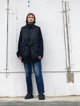 「Y-3（ワイスリー）のアイテム（その他アウター）」を使った、君嶋麻耶さん（メンズ・176cm）の冬コーディネート