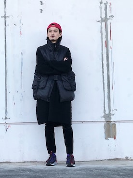 「Y-3（ワイスリー）のアイテム（その他アウター）」を使った、君嶋麻耶さん（メンズ・176cm）の冬コーディネート