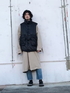 「Y-3（ワイスリー）のアイテム（その他アウター）」を使った、君嶋麻耶さん（メンズ・176cm）の冬コーディネート