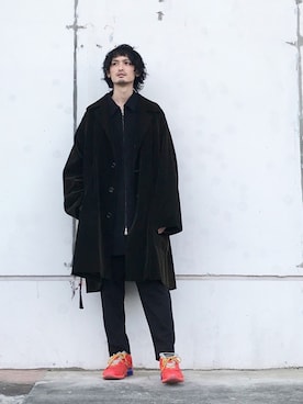 「N.HOOLYWOOD」｜「アイテム（スラックス）」を使った、君嶋麻耶さん（メンズ・176cm）の冬コーディネート