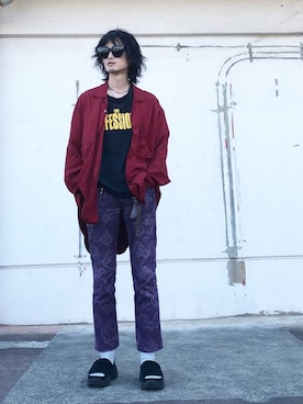 「N.HOOLYWOOD」｜「アイテム（サンダル）」を使った、君嶋麻耶さん（メンズ・176cm）の春コーディネート