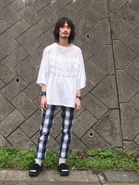 「N.HOOLYWOOD」｜「アイテム（サンダル）」を使った、君嶋麻耶さん（メンズ・176cm）の春コーディネート