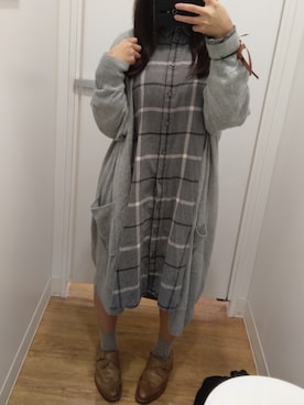 「MONKI（モンキ）のアイテム（シャツワンピース）」を使った、NKYさん（レディース・147cm）の冬コーディネート