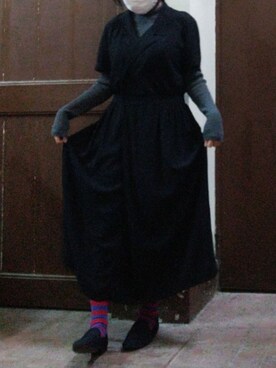 レーヨンオープンカラーワンピース（半袖）を使った人気ファッション