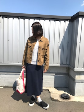 「ショッピング」｜「アイテム（ミリタリージャケット）」を使った、06ariari30さん（レディース・157cm）の春コーディネート