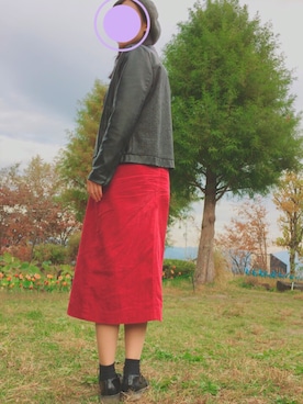 「cepo（セポ）のアイテム（ライダースジャケット）」を使った、yu-uさん（レディース・156cm）の秋コーディネート