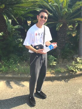 「FLAGSTUFF（フラグスタフ）のアイテム（レッグウェア）」を使った、KATSUYAさん（メンズ・171cm）の夏コーディネート