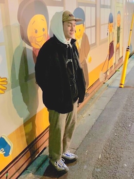 「Carhartt（カーハート）のアイテム（スタジャン）」を使った、KATSUYAさん（メンズ・171cm）の冬コーディネート