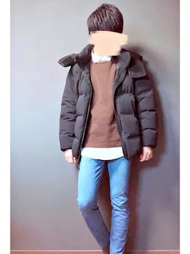「アパレルスタッフ」｜「アイテム（ダウンジャケット/コート）」を使った、かーとぅ(学生🎓)さん（メンズ・178cm）の冬コーディネート