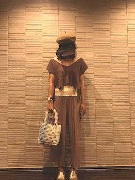 「Casselini（キャセリーニ）のアイテム（ハンチング/ベレー帽）」を使った、coyuri  ⑅⃝さん（レディース・168cm）の夏コーディネート