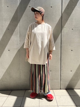 「ラフコーデ」｜「アイテム（チュニック）」を使った、chihi.sさん（レディース・168cm）の春コーディネート