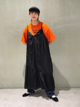 「ハンチング」｜「アイテム（キャップ）」を使った、chihi.sさん（レディース・168cm）の夏コーディネート