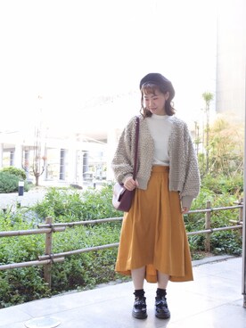「コーディネート」｜「アイテム（ハンチング/ベレー帽）」を使った、naeさん（レディース・155cm）の秋コーディネート