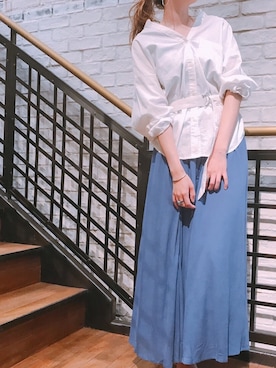 「白トップス」｜asuka  tanioさん（レディース・163cm）の夏コーディネート