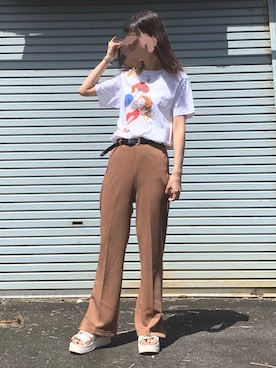 「ジャージーパンツ」｜「アイテム（スラックス）」を使った、すまいる☻さん（レディース・164cm）の夏コーディネート