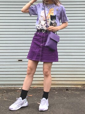 デニムスカートを使った「紫」の人気ファッションコーディネート - WEAR