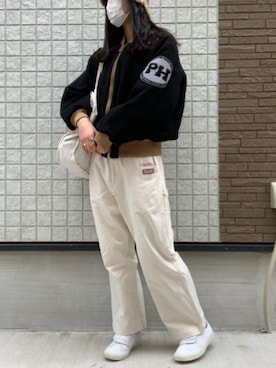 「古着女子」｜「アイテム（ブルゾン）」を使った、すまいる☻さん（レディース・164cm）の春コーディネート