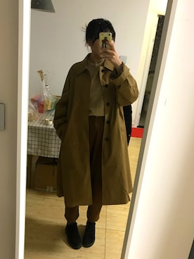 「RAGEBLUE（レイジブルー）のアイテム（トレンチコート）」を使った、饭太稀さん（レディース・168cm）の冬コーディネート