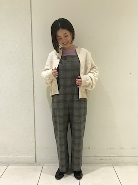 「unfil」｜「アイテム（サロペット/オーバーオール）」を使った、MIOさん（レディース・155cm）の秋コーディネート