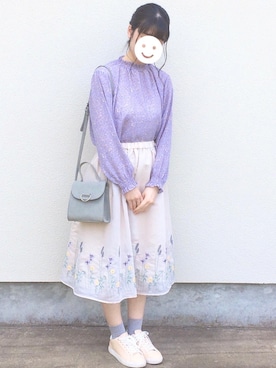 「Samansa Mos2 blue（サマンサモスモスブルー）のアイテム（スニーカー）」を使った、まなかさん（レディース・166cm）の春コーディネート