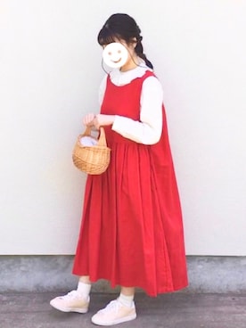 「Samansa Mos2 blue（サマンサモスモスブルー）のアイテム（スニーカー）」を使った、まなかさん（レディース・166cm）の春コーディネート