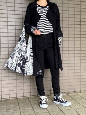 「Acne Studios（アクネストゥディオズ）のACNE STUDIOS SKIN 5 BLACK（デニムパンツ）」を使った、yuさん（レディース・150cm）の春コーディネート