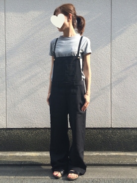 「ADAM ET ROPE'（アダムエロペ）のアイテム（サロペット/オーバーオール）」を使った、yuさん（レディース・154cm）の夏コーディネート