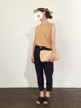 「BLISS POINT（ブリスポイント）のアイテム（帽子）」を使った、yuさん（レディース・154cm）の夏コーディネート