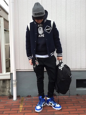 「F.C.R.B.（エフシーアールビー）のアイテム（スタジャン）」を使った、roywさん（メンズ・174cm）の冬コーディネート