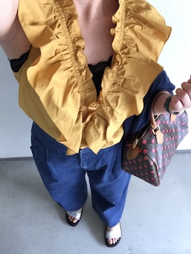 「MARNI（マルニ）のMarni - クロップドデニムワイドパンツ - women - コットン - 40（デニムパンツ）」を使った、ayaco.mさん（レディース・150cm）の夏コーディネート