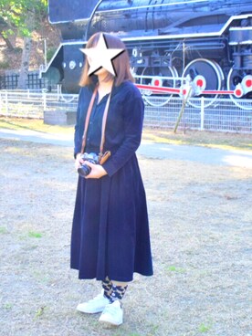 「カメラ女子」｜「アイテム（レッグウェア）」を使った、おきみ。さん（レディース・158cm）の冬コーディネート