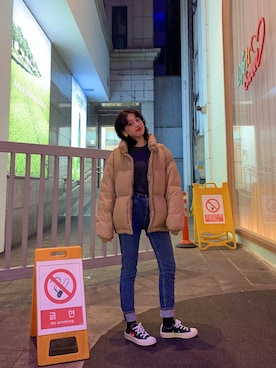 「韓国旅行」｜「アイテム（ジャケット/アウター）」を使った、ワンリンさん（レディース・160cm）の春コーディネート