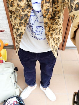 「アイテム（バックパック/リュック、ホワイト系）」を使った、ばっしーさん（メンズ・160cm）の秋コーディネート