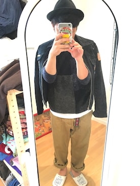 「Pherrow's（フェローズ）のアイテム（ブルゾン）」を使った、ばっしーさん（メンズ・160cm）の秋コーディネート