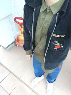 「Pherrow's（フェローズ）のアイテム（ブルゾン）」を使った、ばっしーさん（メンズ・160cm）の秋コーディネート