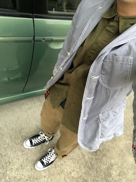 「CONVERSE（コンバース）のALL STAR HI（スニーカー）」を使った、ばっしーさん（メンズ・160cm）の春コーディネート