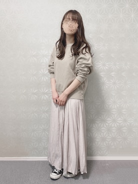 「消えそうな色コーデ」｜「アイテム（スウェット）」を使った、ameさん（レディース・149cm）の春コーディネート