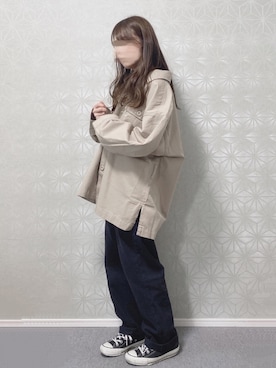 「ロールアップ」｜「アイテム（ミリタリージャケット）」を使った、ameさん（レディース・149cm）の春コーディネート