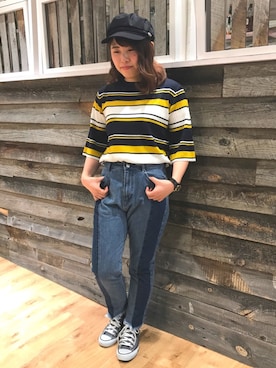 「archives（アルシーヴ）のアイテム（キャスケット）」を使った、あやかさん（レディース・155cm）の春コーディネート