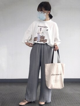 「chocomee（チョコミー）のアイテム（トートバッグ）」を使った、ビ﹏台湾人日本在住さん（レディース・152cm）の春コーディネート