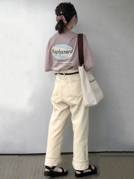 「chocomee（チョコミー）のアイテム（トートバッグ）」を使った、ビ﹏台湾人日本在住さん（レディース・152cm）の夏コーディネート